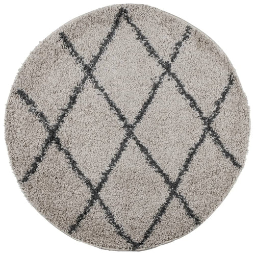 Alfombra de pelo largo moderna PAMPLONA beige antracita Ø 80 cm
