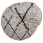 Alfombra de pelo largo moderna PAMPLONA beige antracita Ø 80 cm