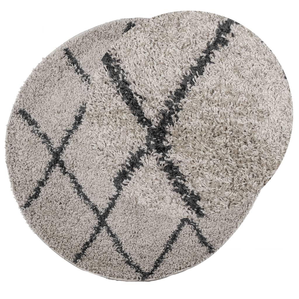 Alfombra de pelo largo moderna PAMPLONA beige antracita Ø 80 cm
