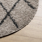 Alfombra de pelo largo moderna PAMPLONA beige antracita Ø 80 cm