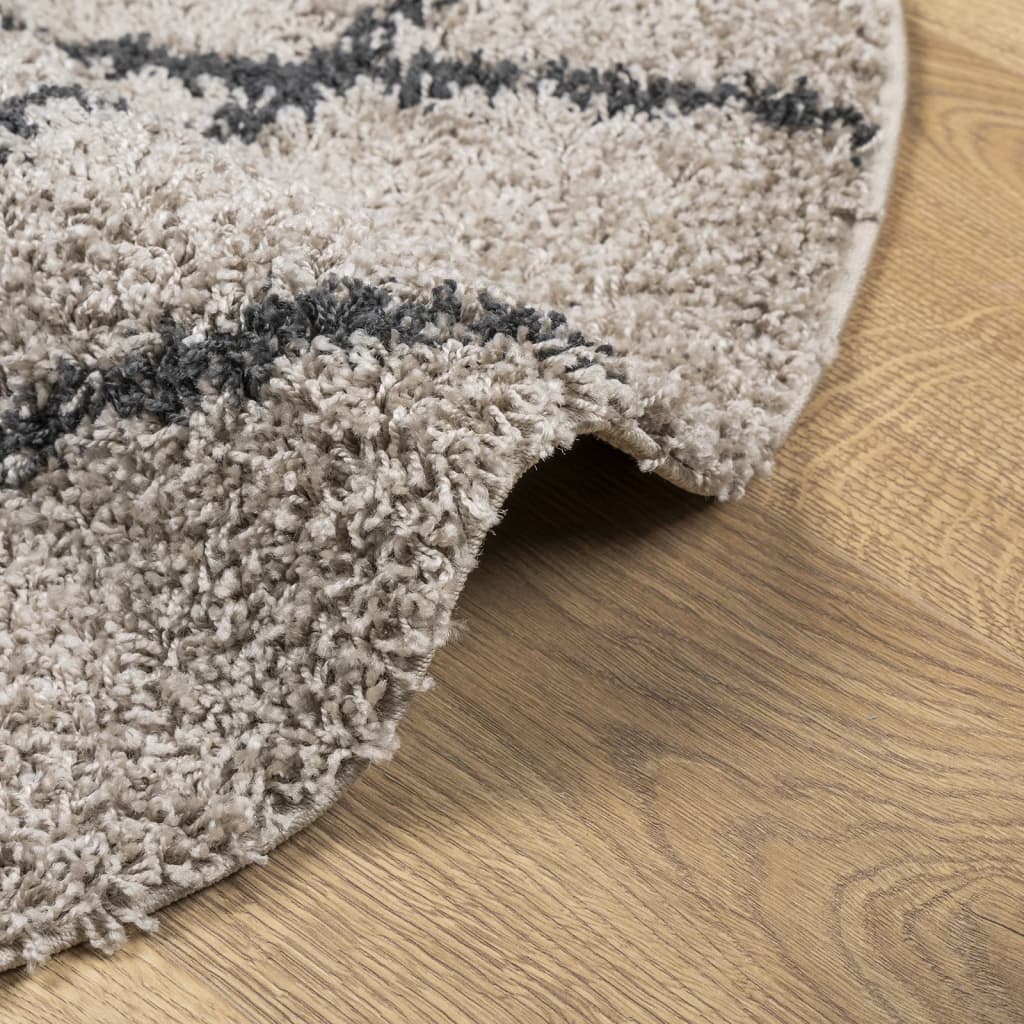Alfombra de pelo largo moderna PAMPLONA beige antracita Ø 80 cm