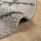 Alfombra de pelo largo moderna PAMPLONA beige antracita Ø 80 cm