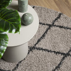 Alfombra de pelo largo moderna PAMPLONA beige antracita Ø 80 cm
