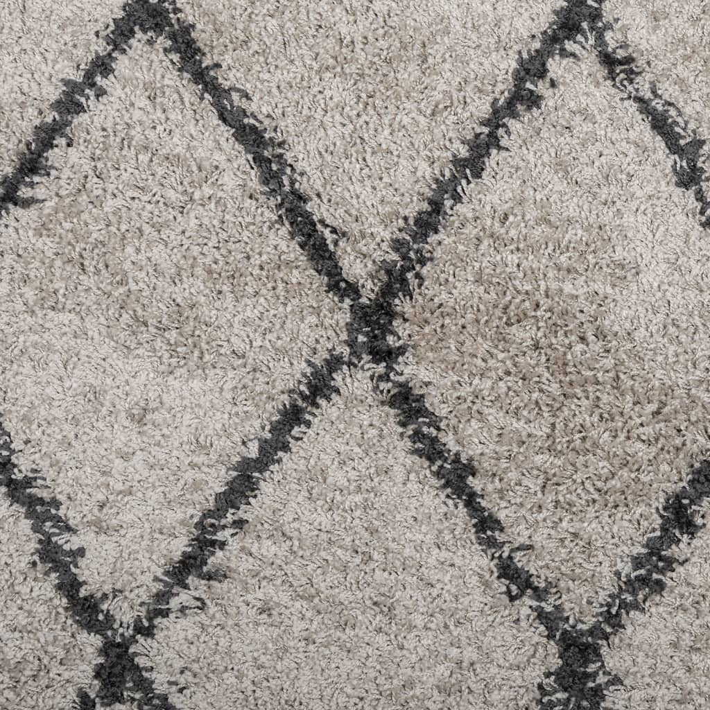 Alfombra de pelo largo moderna PAMPLONA beige antracita Ø 80 cm