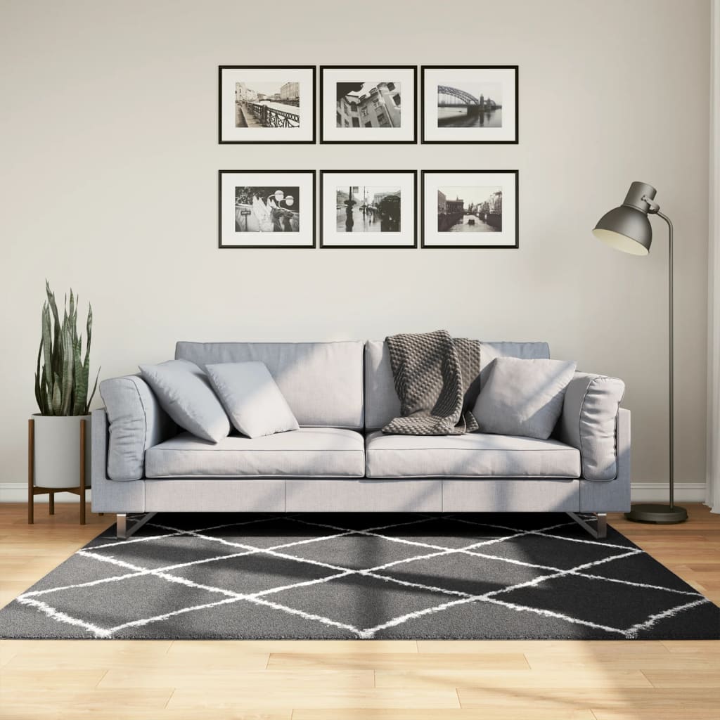 Alfombra de pelo largo moderna PAMPLONA beige antracita Ø 80 cm