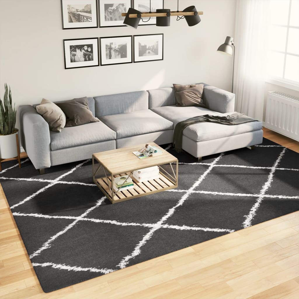 Alfombra de pelo largo moderna PAMPLONA beige antracita Ø 80 cm