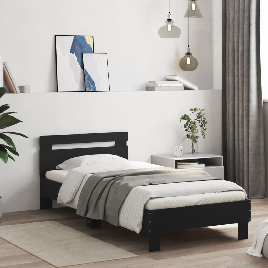 Cama con cabecero madera de ingeniería blanca 90x190 cm