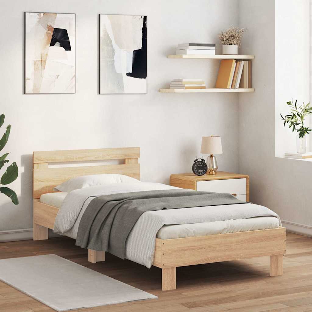 Cama con cabecero madera de ingeniería blanca 90x190 cm