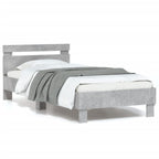 Estructura cama con cabecero luces LED marrón roble 120x190 cm