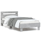 Estructura cama con cabecero luces LED marrón roble 120x190 cm