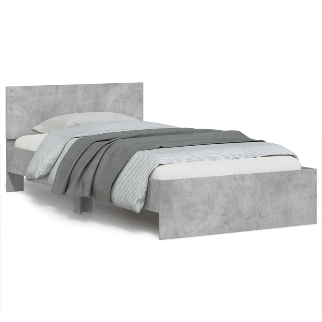 Estructura cama con cabecero luces LED marrón roble 120x190 cm