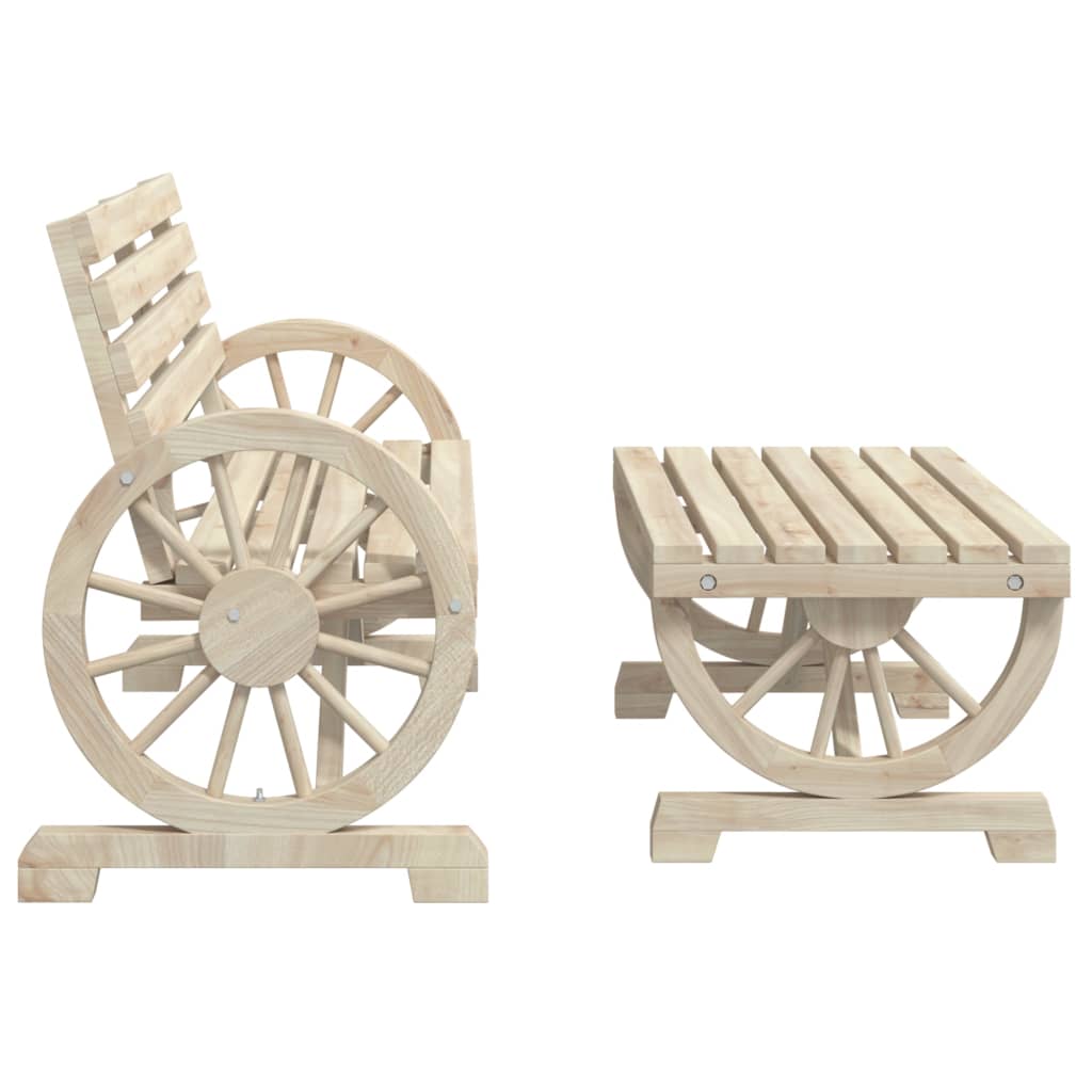 Juego de muebles de jardín 2 piezas madera maciza de abeto