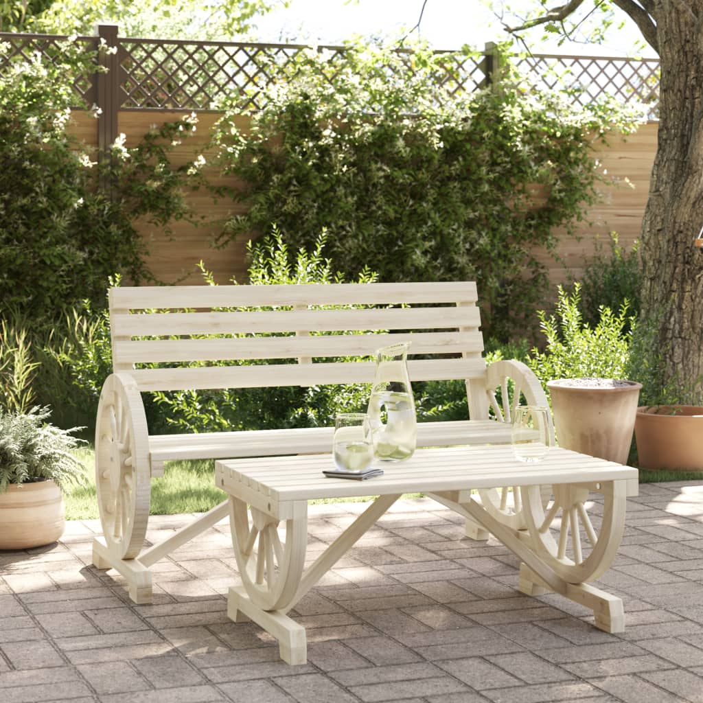 Juego de muebles de jardín 2 piezas madera maciza de abeto