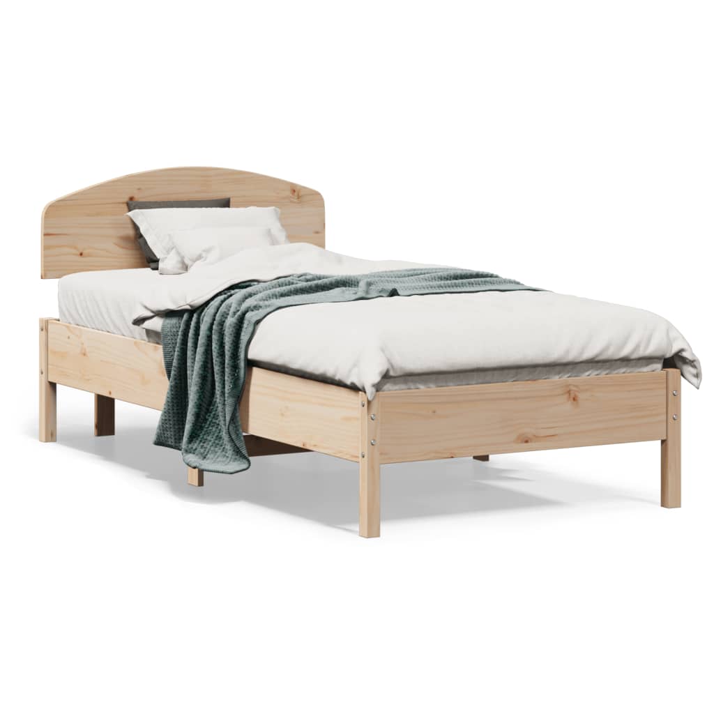 Estructura de cama sin colchón madera maciza pino 75x190 cm