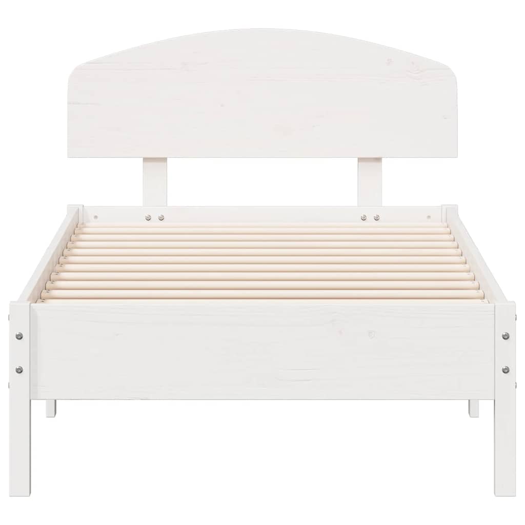 Estructura de cama sin colchón madera maciza blanca 75x190 cm