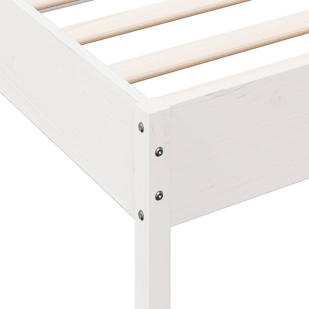 Estructura de cama sin colchón madera maciza blanca 75x190 cm
