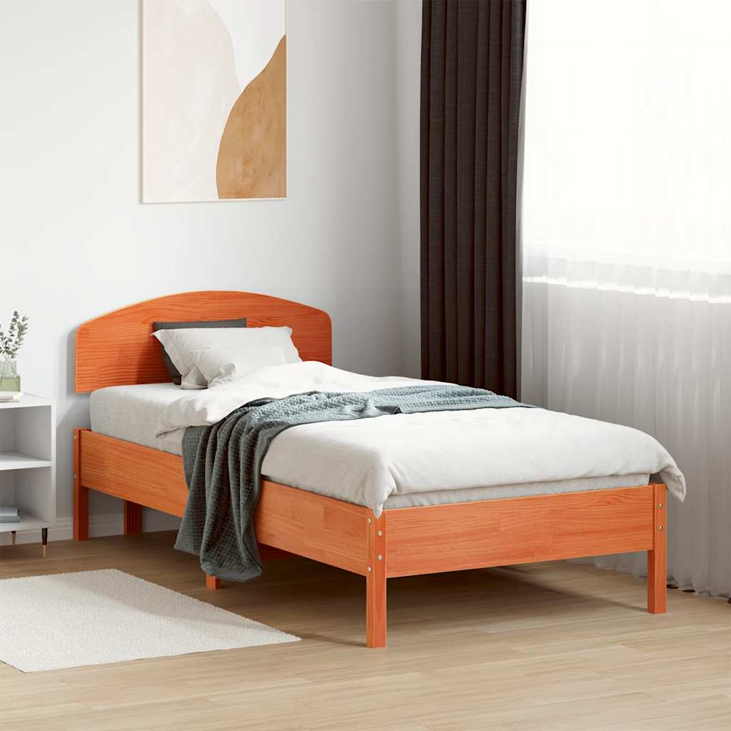 Estructura de cama sin colchón madera maciza de pino 90x200 cm