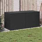 Baúl de jardín con ruedas ratán sintético beige 110x55x73 cm