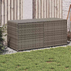 Baúl de jardín con ruedas ratán sintético beige 110x55x73 cm