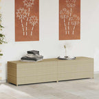 Baúl de jardín con ruedas ratán sintético beige 110x55x73 cm