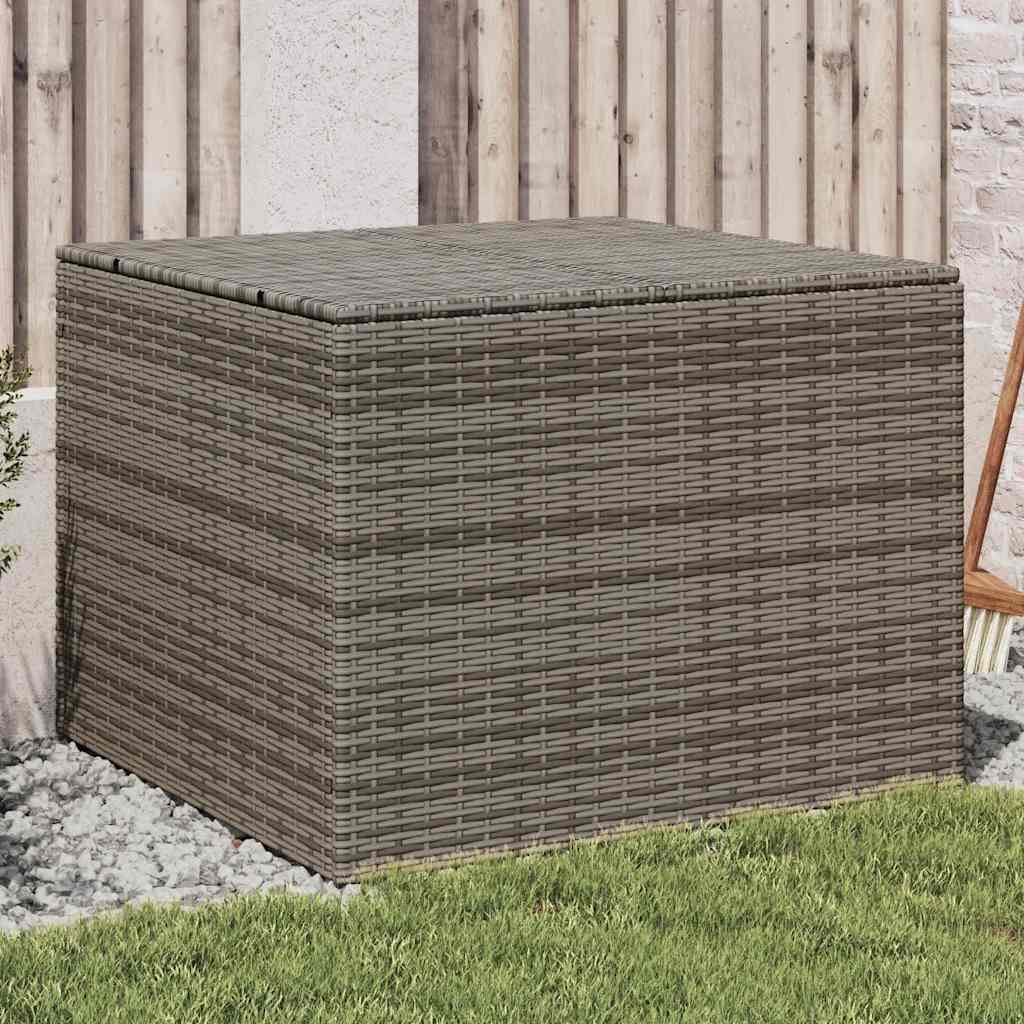 Baúl de jardín con ruedas ratán sintético beige 110x55x73 cm