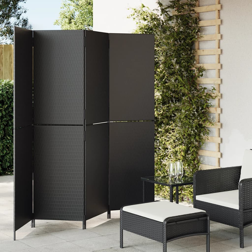 Biombo de 3 paneles ratán sintético gris