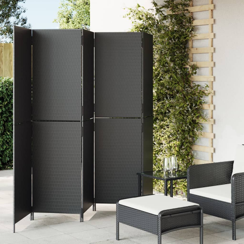 Biombo de 3 paneles ratán sintético gris