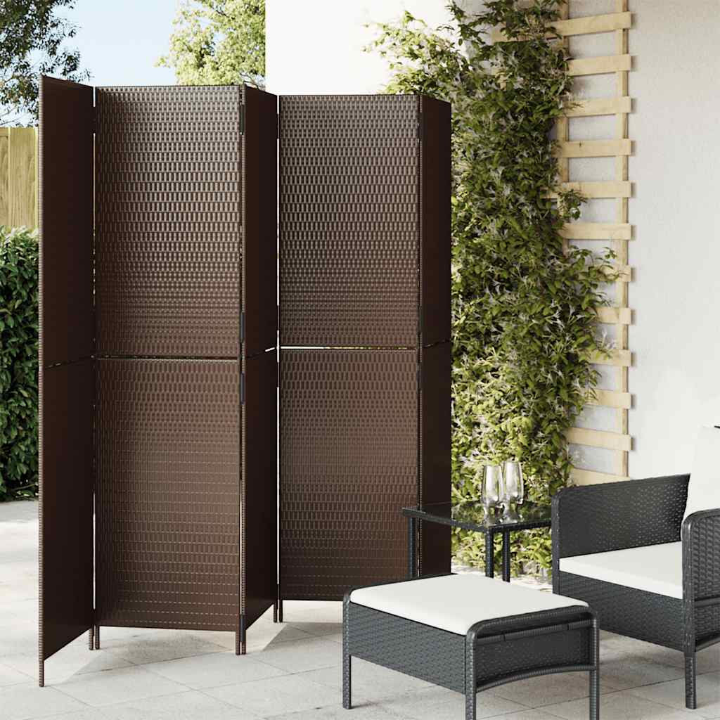 Biombo de 3 paneles ratán sintético gris