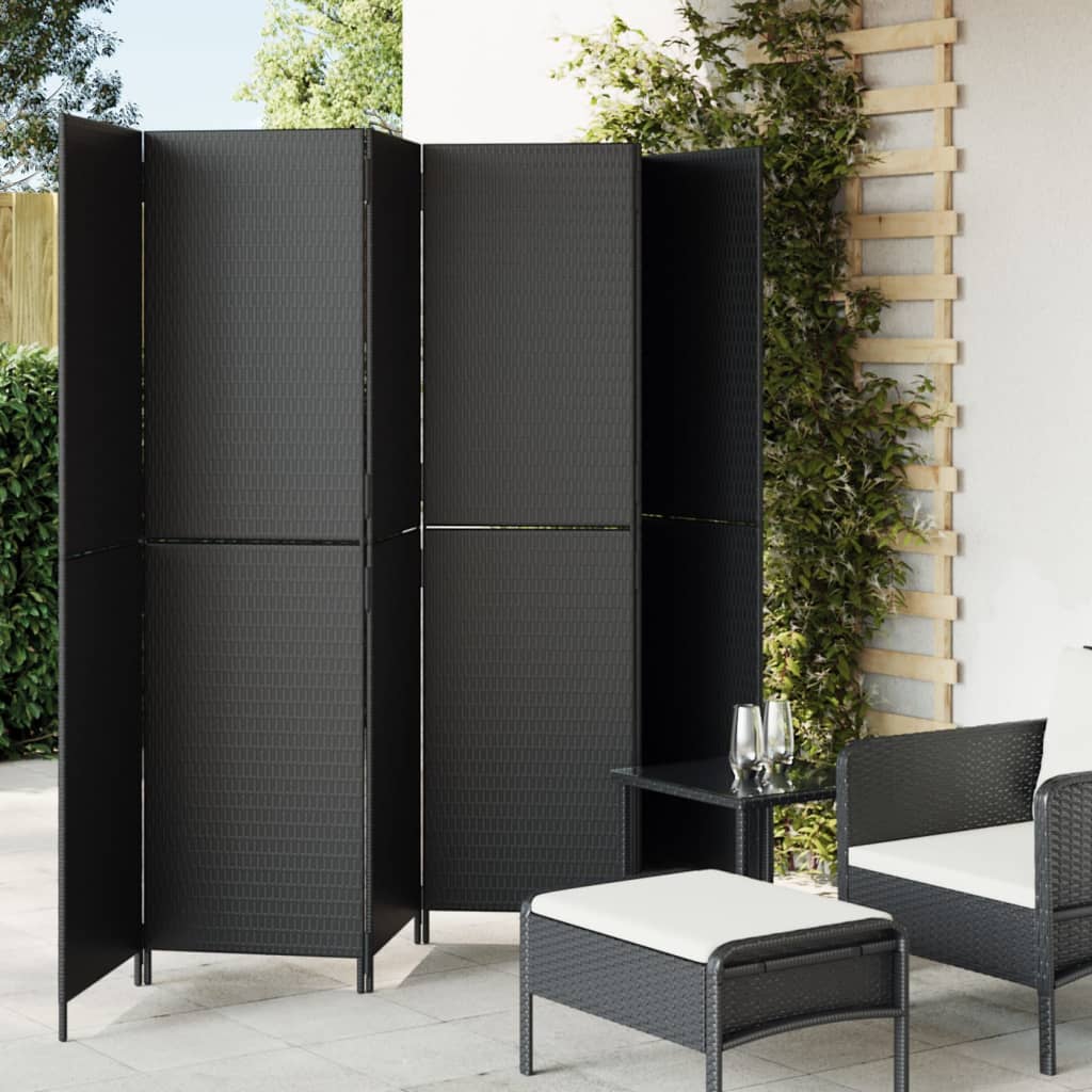 Biombo de 3 paneles ratán sintético gris