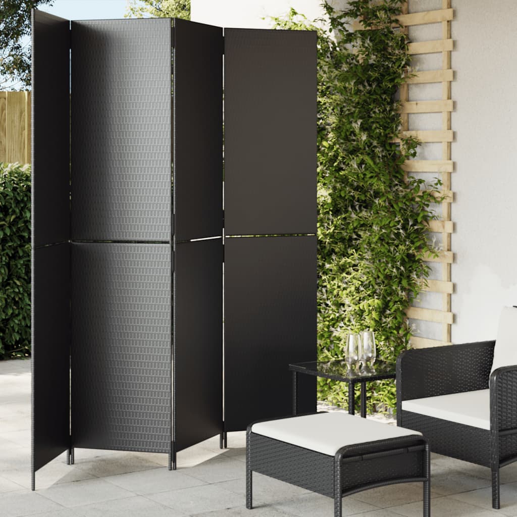 Biombo de 3 paneles ratán sintético gris