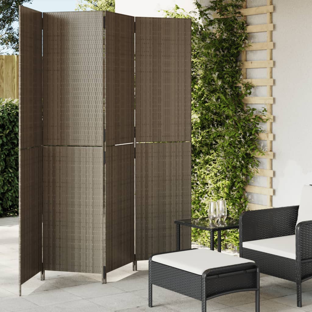 Biombo de 3 paneles ratán sintético gris