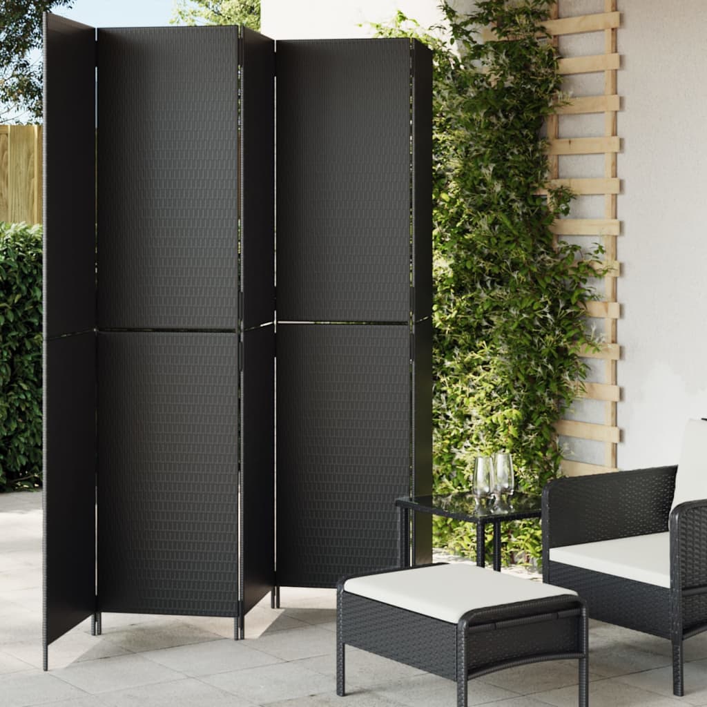 Biombo de 3 paneles ratán sintético gris