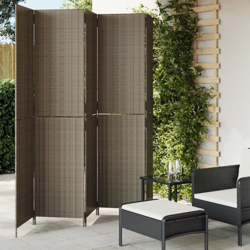 Biombo de 3 paneles ratán sintético gris