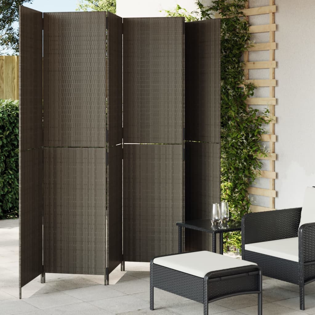 Biombo de 3 paneles ratán sintético gris