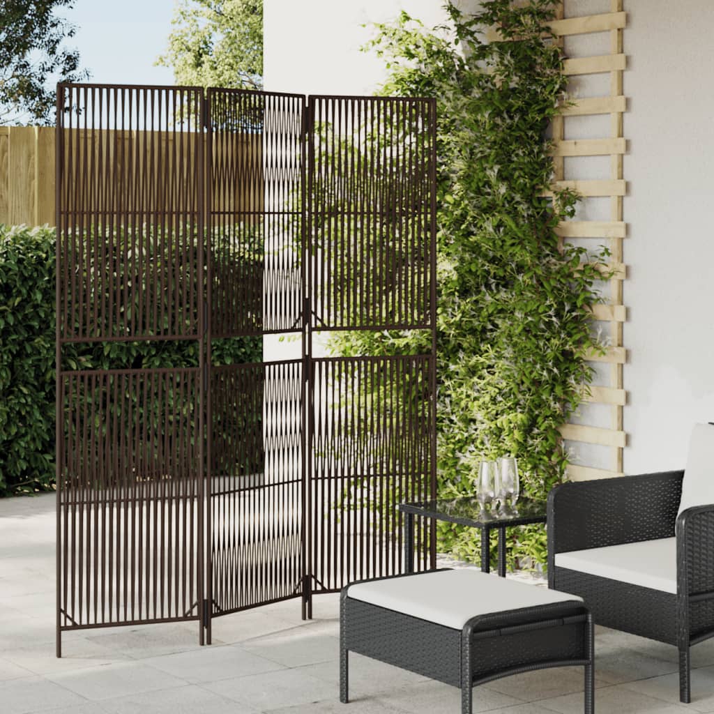 Biombo de 3 paneles ratán sintético gris