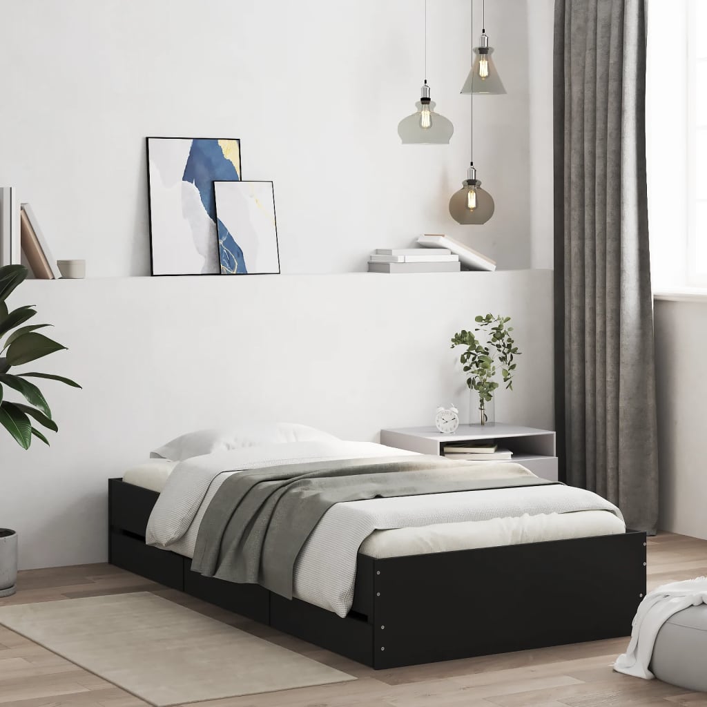 Cama con cajón madera de ingeniería blanca 75x190 cm