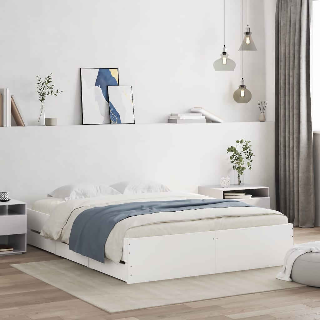 Cama con cajón madera de ingeniería blanca 75x190 cm