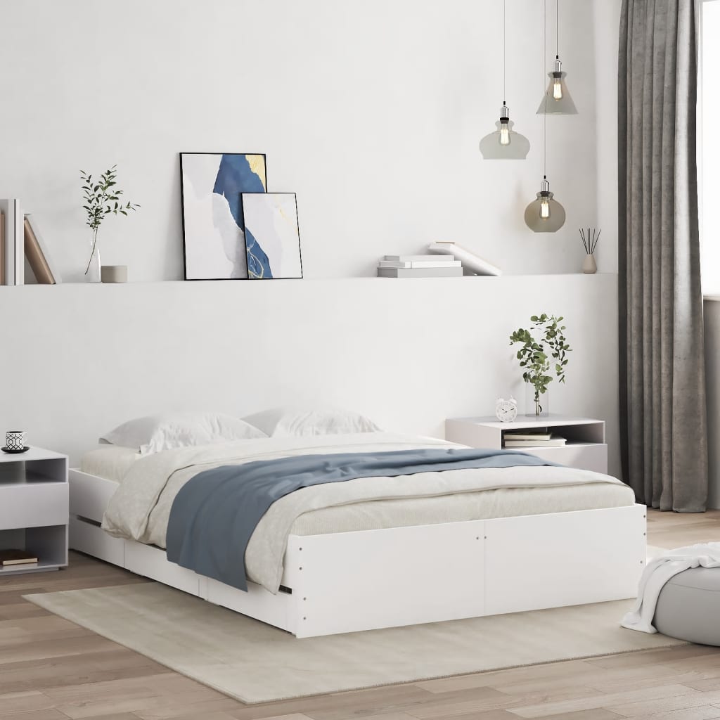 Cama con cajón madera de ingeniería blanca 75x190 cm