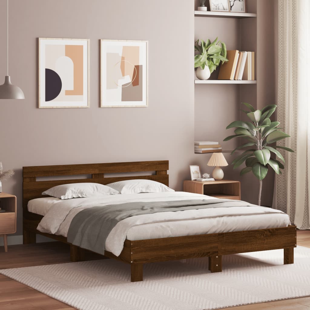 Cama con cabecero madera de ingeniería gris hormigón 120x190 cm