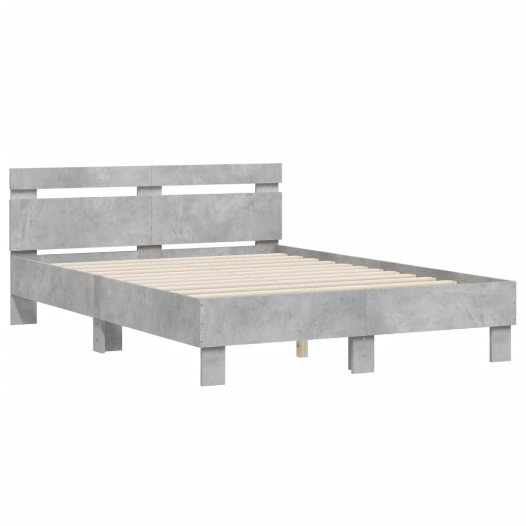 Cama con cabecero madera de ingeniería gris hormigón 120x190 cm