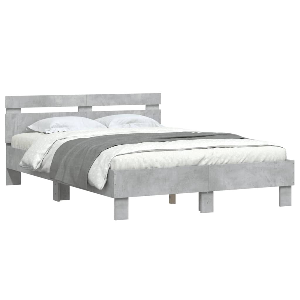 Cama con cabecero madera de ingeniería gris hormigón 120x190 cm