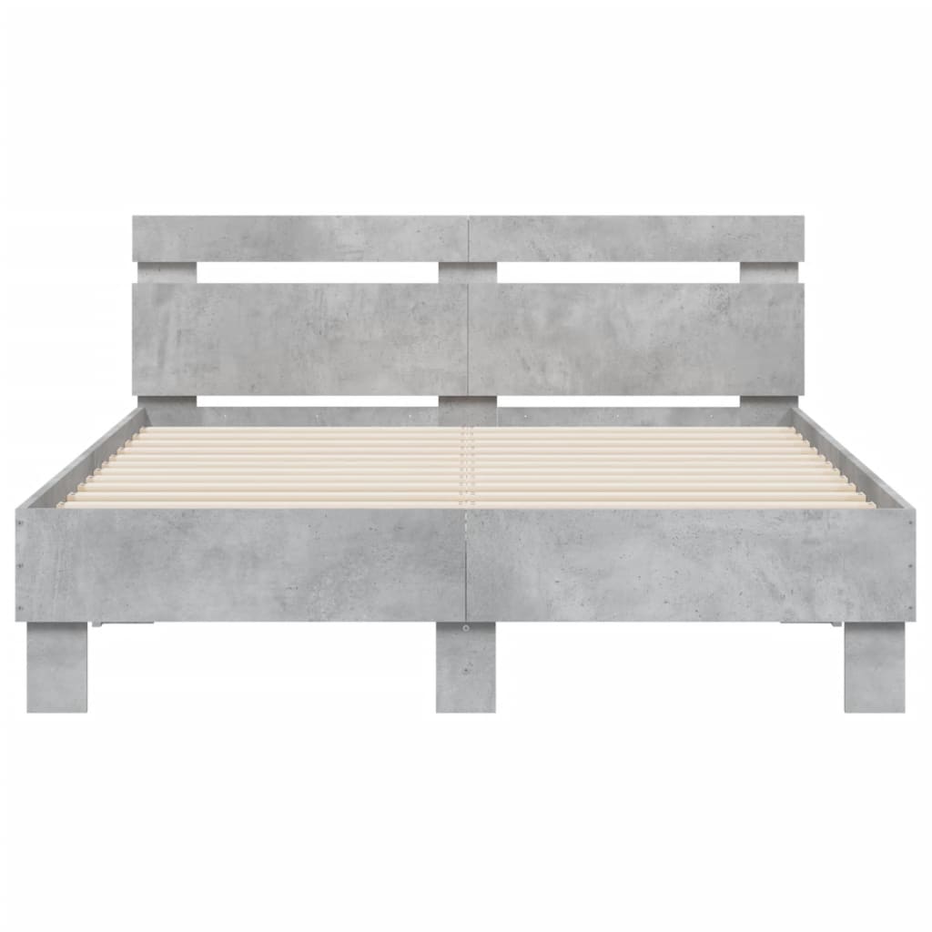 Cama con cabecero madera de ingeniería gris hormigón 120x190 cm