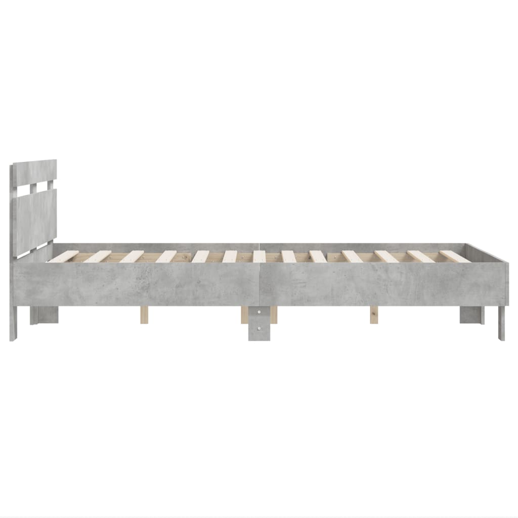 Cama con cabecero madera de ingeniería gris hormigón 120x190 cm