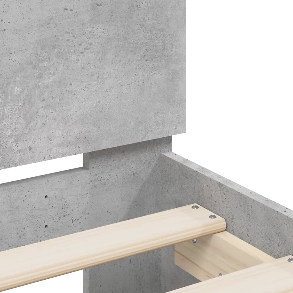 Cama con cabecero madera de ingeniería gris hormigón 120x190 cm