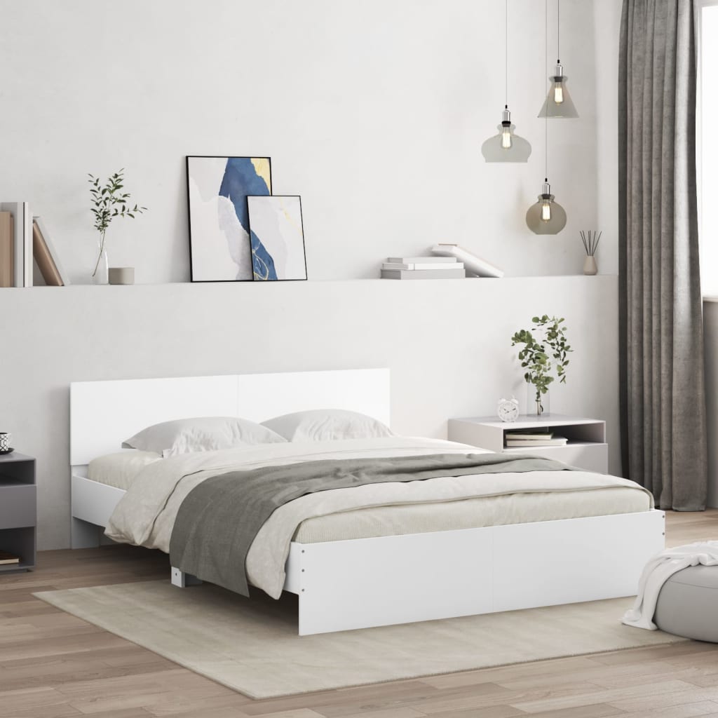Estructura cama cabecero madera maciza pino blanco 180x200 cm