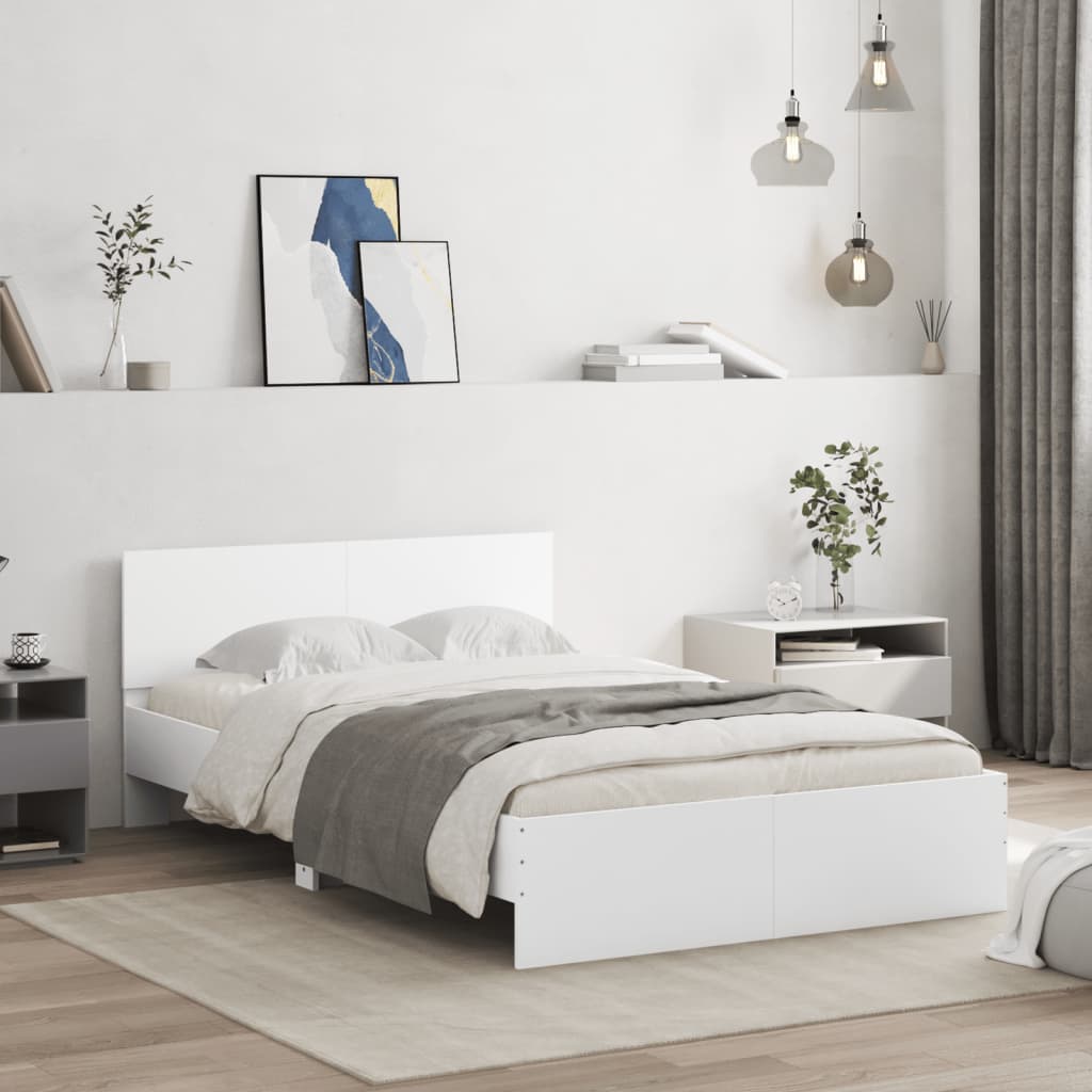 Estructura cama cabecero madera maciza pino blanco 180x200 cm