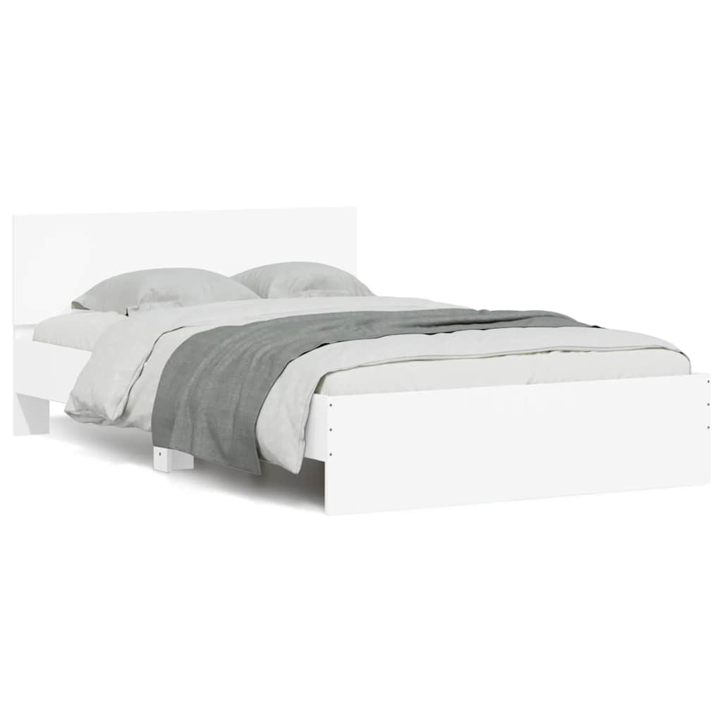 Estructura cama con LED sin colchón marrón oscuro 120x200 cm