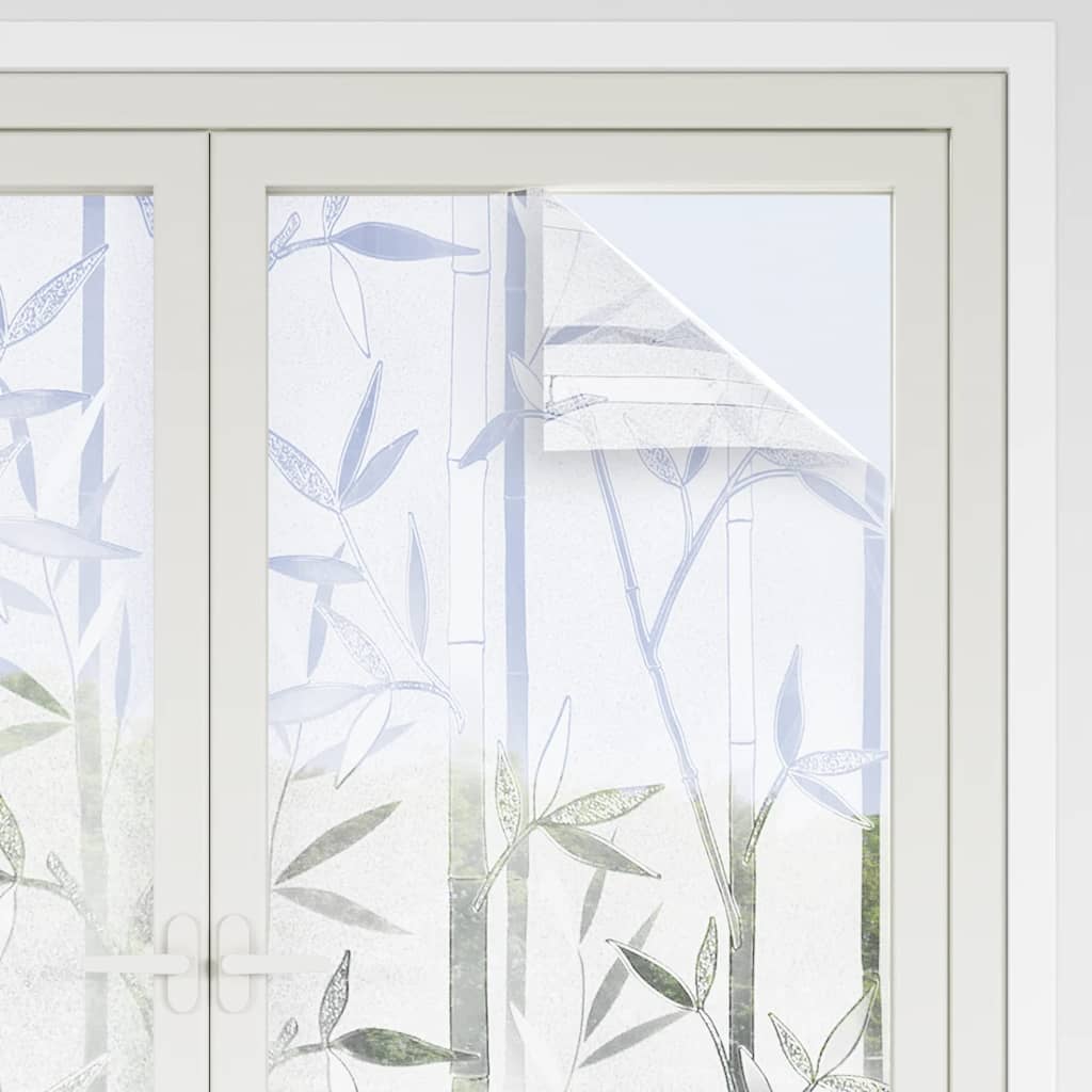 Láminas de ventana esmerilada 2 uds PVC patrón de bambú