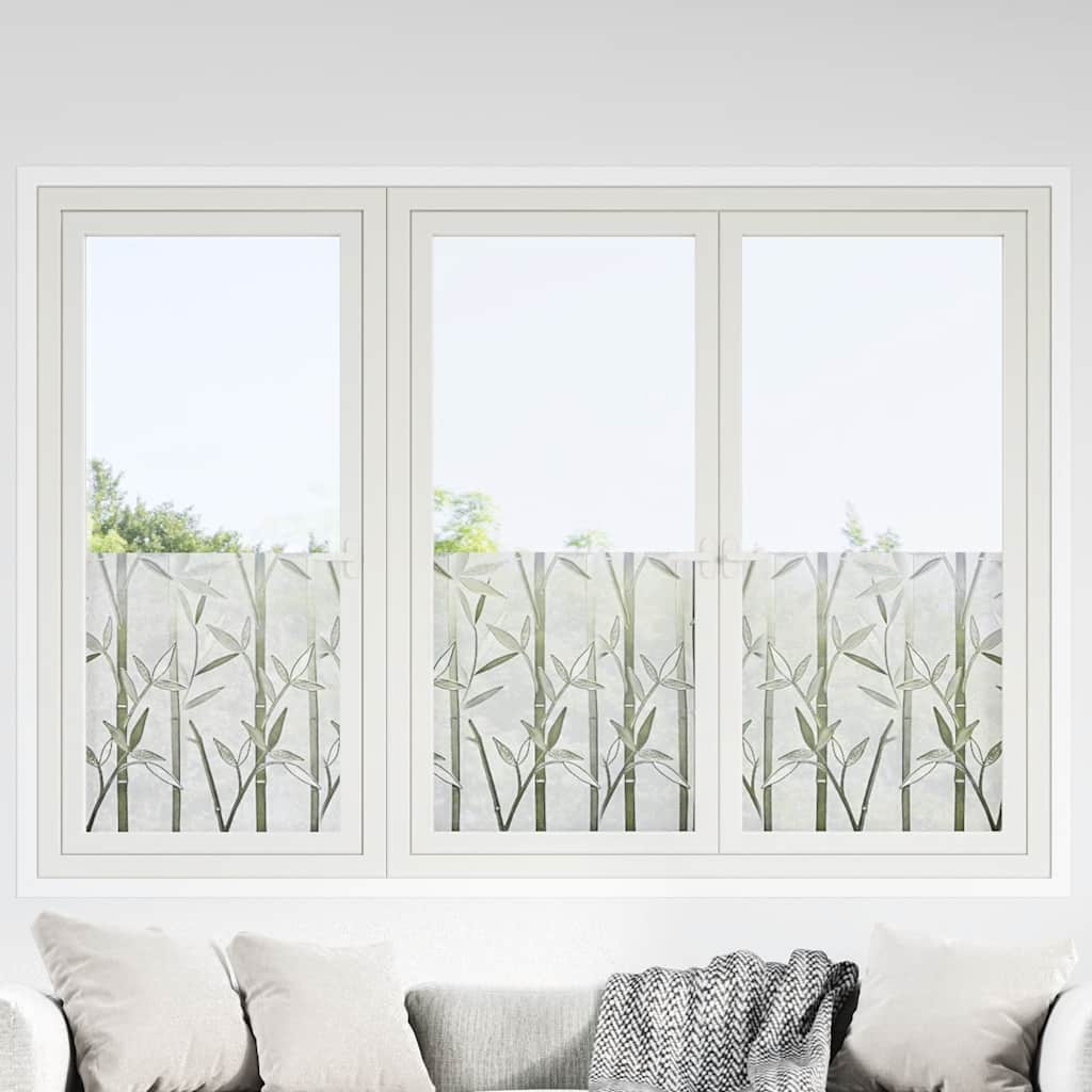 Láminas de ventana esmerilada 2 uds PVC patrón de bambú