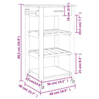 Carrito de cocina MONZA madera maciza de pino 48x40x88,5 cm